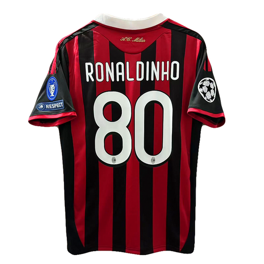 AC Milan Retro Home Shirt 09/10 - Red & Black - Ronaldinho