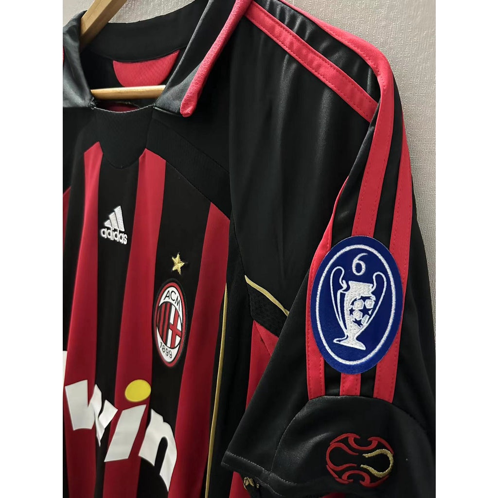 AC Milan Retro Maldini Shirt - Red & Black