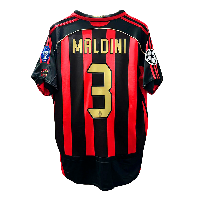 AC Milan Retro Maldini Shirt - Red & Black