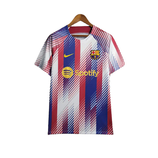 FC Barcelona Men's Training Jersey 23/24 - White & Blue Pattern